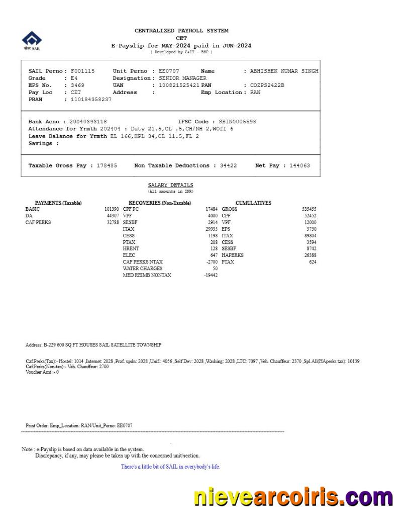 Centralized Payroll System payslip